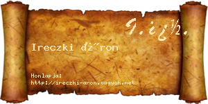 Ireczki Áron névjegykártya